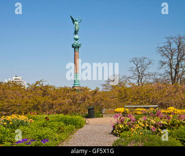Ivar Huitfeldt colonna da 1886 a Langelinie park a Copenhagen, Danimarca,la commemorazione della morte di Admiral Ivar Huitfeldt Foto Stock