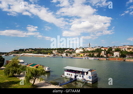 Vista sul fiume Sava a Belgrado in Serbia Foto Stock
