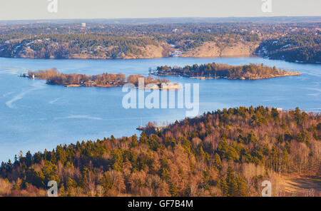 Vista aerea dell'arcipelago di Stoccolma Svezia Scandinavia Foto Stock