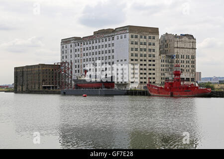 I derelitti Spillers Millennium Flower Mills edificio su Londra il Royal Victoria Dock, di fronte al centro espositivo Excel Foto Stock