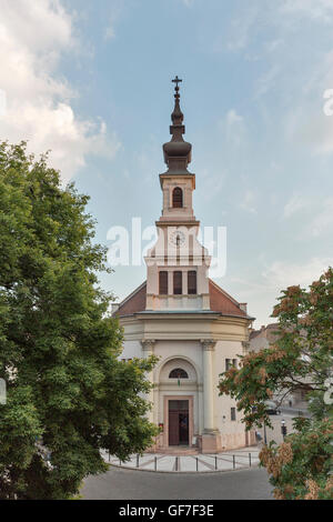 Buda Chiesa Luterana in Budapest, Ungheria. Il vecchio quartiere della città. Foto Stock