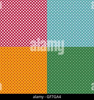 Set di luminosi modelli senza cuciture con punti. Illustrazione Vettoriale