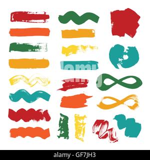 Set di grunge colorato i tratti di pennello Illustrazione Vettoriale