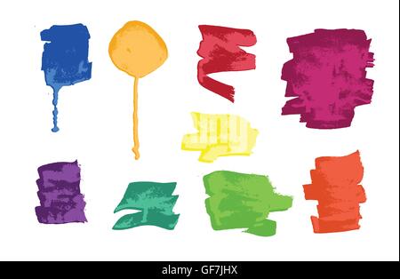 Set di grunge colorate pennellate e schizzi Illustrazione Vettoriale