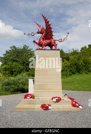 Memoriale per la trentottesima (gallese) presso la divisione legno Mametz sul campo di battaglia della Somme Foto Stock