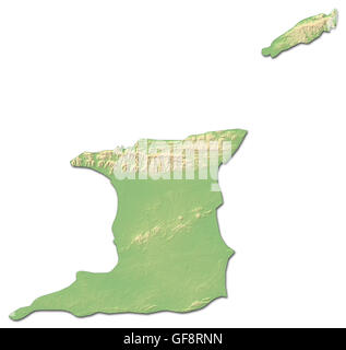 Mappa di rilievo di Trinidad e Tobago con rilievo ombreggiato. Foto Stock