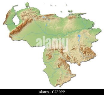 Mappa di rilievo del Venezuela con rilievo ombreggiato. Foto Stock
