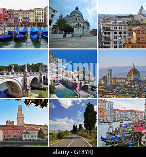 Città italiane e i punti di riferimento - collage Foto Stock