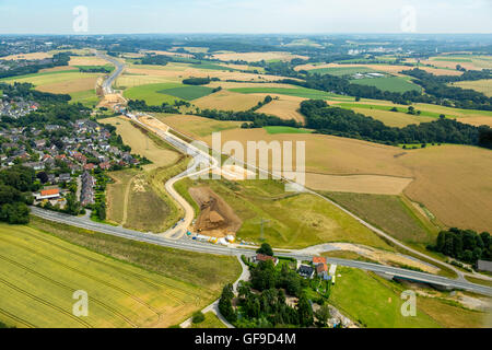 Vista aerea, autostrada SITO IN COSTRUZIONE A44, Heiligenhaus, la zona della Ruhr, Renania settentrionale-Vestfalia, Germania, Europa, antenna Foto Stock