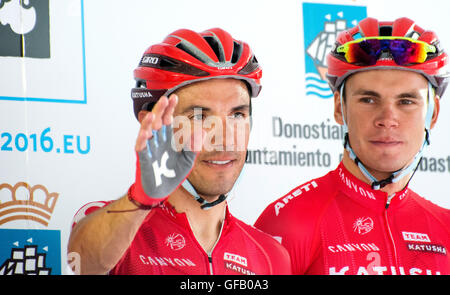 San Sebastian, Spagna. Il 30 luglio, 2016. Joaquim Rodriguez (Team Katusha) durante la trentaseiesima edizione del San Sebastian Classic (Clasica de San Sebastian), una gara di un giorno di 2016 UCI World Tour, al Sindaco piazza sulla luglio 30, 2016 a San Sebastian, Spagna. Credito: David Gato/Alamy Live News Foto Stock