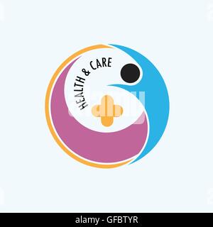 Health care,medica e scienza simbolo.uno stile di vita sano vettore modello logo.illustrazione vettoriale Illustrazione Vettoriale