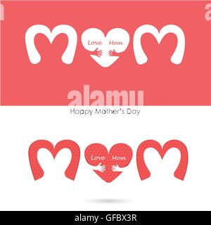 Felice Festa della Mamma.amore cuore Care logo.Amore e felice giorno della Madre il concetto di sfondo.illustrazione vettoriale Illustrazione Vettoriale