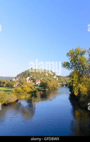 Kallmünz: Fiume Naab e Kallmünz Castle, in Germania, in Baviera, Baviera, Oberpfalz, Palatinato superiore Foto Stock