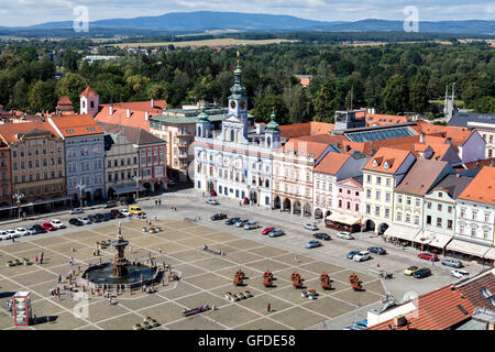 Centro storico di Ceske Budejovice, Budweis, Budvar, Boemia del Sud, Repubblica Ceca Foto Stock