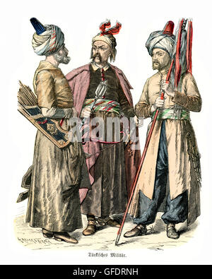 Uniformi militari della Turchia ottomana del XVII e XVIII secolo Foto Stock