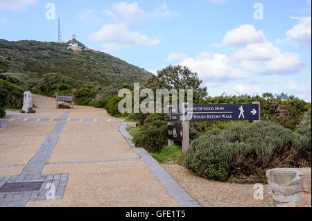 Capo di Buona Speranza segno bordo e la direzione a Cape Point e Penisola a Sud Africa Foto Stock