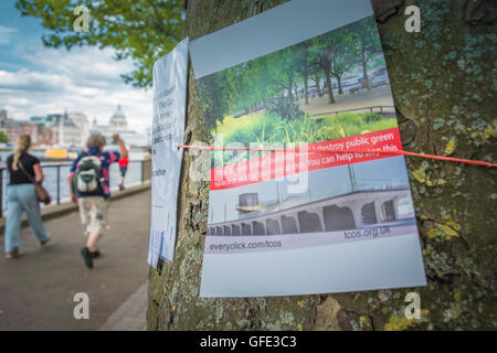Proposta di sito del controverso Giardino Ponte a Londra il South Bank, Waterloo, Lambeth, REGNO UNITO Foto Stock