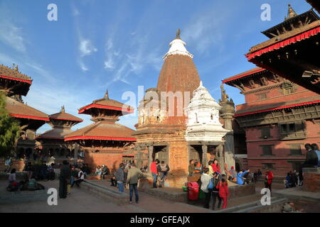 I templi di Durbar Square al tramonto, Patan Nepal Foto Stock