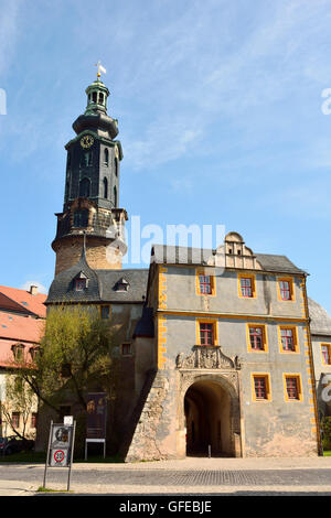 Vista della Bastille, la parte più antica di Stadtschloss Castello di Weimar Foto Stock