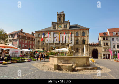 Vista di Markt square a Weimar Foto Stock