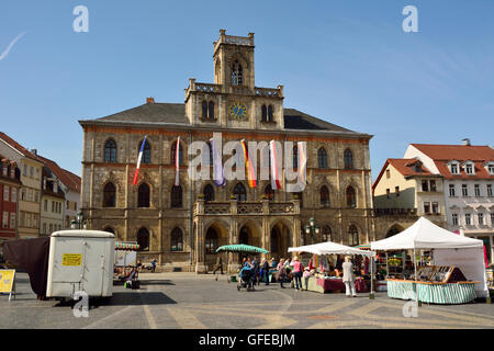 Vista di Markt square a Weimar Foto Stock