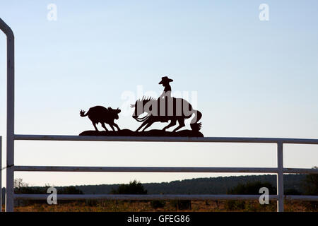 Ranch decorazione di gate, STATI UNITI D'AMERICA Foto Stock