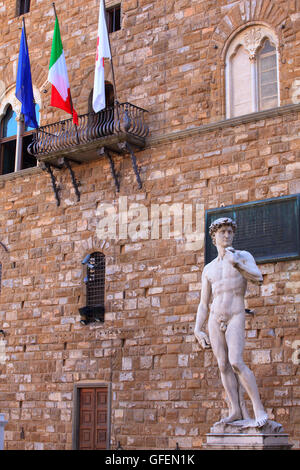Vista del David di Michelangelo a Firenze, Toscana. Italia Foto Stock