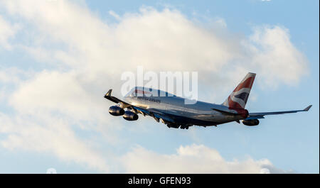 Aerei per il trasporto di passeggeri in British Airways livrea. Boeing 747 Foto Stock