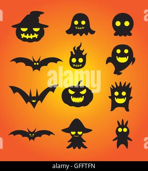 Ghost cartoon impostato per Halloween Illustrazione Vettoriale