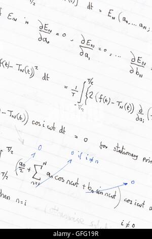 Complesso per la matematica e la fisica equazioni e formule Foto Stock