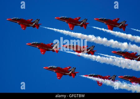 Royal Air Force frecce rosse Team Display a Farnborough, Foto Stock