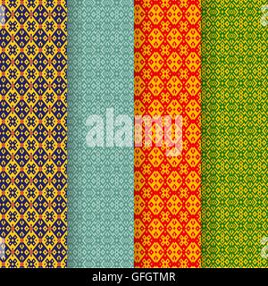 Set di batik seamless pattern in Asia tribal style, vettore Illustrazione Vettoriale