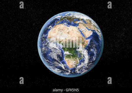 Vista dettagliata della Terra dallo spazio, mostrando l'Africa. Gli elementi di questa immagine fornita dalla NASA Foto Stock