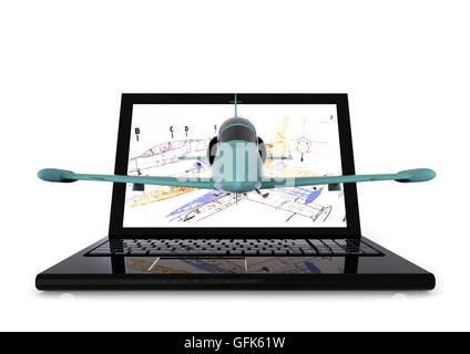 3D Render Image che rappresenta aviation computer aided design Foto Stock