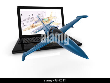 3D Render Image che rappresenta gli aeroplani engineering con 3D software Foto Stock