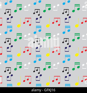Colore modello musicale. Vettore di musica di sottofondo nota, illustrazione modello senza giunture Foto Stock