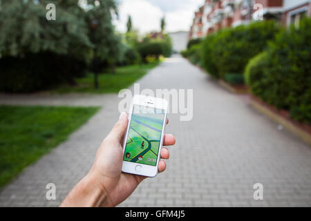 Pokemon Go gioco sullo schermo di iPhone Foto Stock