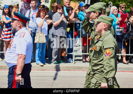 Il 9 maggio la Giornata della Vittoria parade 2016 Sebastopoli Crimea Foto Stock