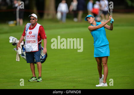 Woburn Golf, Milton Keynes, Regno Unito. 31 Luglio, 2016. Ricoh Womens Open Golf, round finale. Lexi Thompson (USA) gioca giù il sedicesimo fairway. Credito: Azione Sport Plus/Alamy Live News Foto Stock
