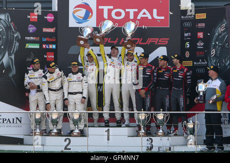 Spa Francorchamps, Francia. 31 Luglio, 2016. 24 Ore di Spa endurance racing. Vincitore assoluto #99 ROWE RACING (DEU) BMW M6 GT3 Philipp Eng (AUT) Alexander Sims (GBR) Maxime Martin (BEL) Credito: Azione Sport Plus/Alamy Live News Foto Stock