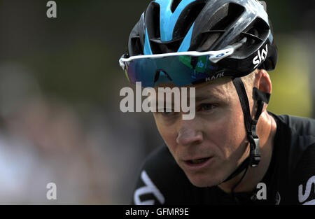 Londra, UK, 31 luglio 2016. Londra - Surrey Classic. Chris Froome del Team Sky dopo la London - Surrey Classic pro race, 150 dei mondi top pro ciclisti competere nel Prudential RideLondon-Surrey Classic, i mondi più ricca di una giornata di gara come parte di Prudential RideLondon Festival di fine settimana in bicicletta. Domenica 31 Luglio, 2016. @ David Partridge / Alamy Live News Foto Stock