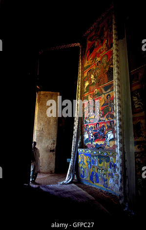 Il monastero del XVI secolo di Kebran Gabriel su di un isola del lago Tana. Bahar Dar, Etiopia. Foto Stock