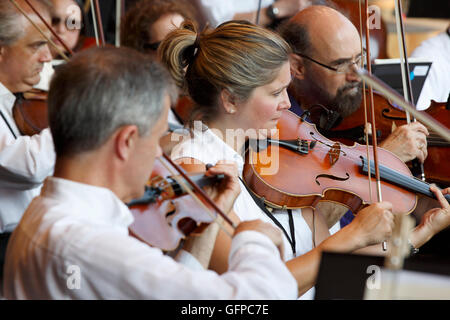 Attrazioni di Boston Orchestra, Hatch Shell, Boston, Massachusetts Foto Stock