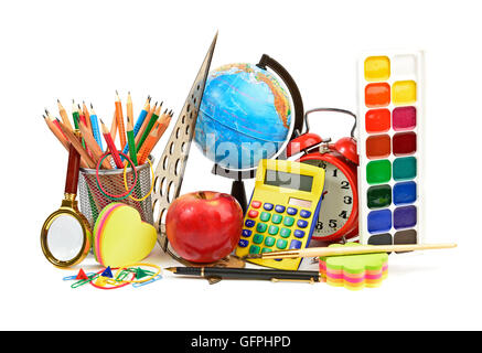 Si torna a scuola concetto isolato su sfondo bianco Foto Stock