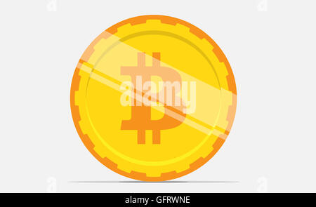 Simbolo Bitcoin sulla moneta in design piatto. illustrazione. Foto Stock