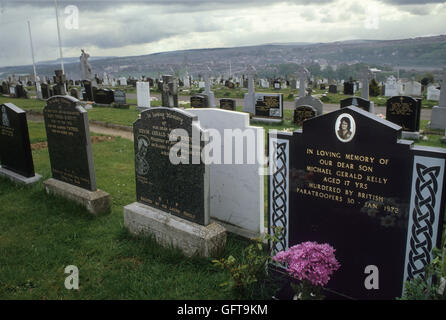 Hugh Pius Gilmour, Patrick Joseph Doherty, William Noel Nash. Assassinato dai paracadutisti britannici Bloody Sunday nel 1972. UK 1981 1980S, HOMER SYKES Foto Stock