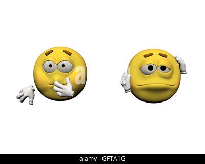 Emoticon molto malato isolato in uno sfondo bianco Foto Stock