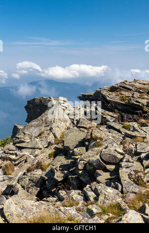 La vista dalla cima del monte Babia Gora, Parco Nazionale, la Polonia, l'Europa. Foto Stock