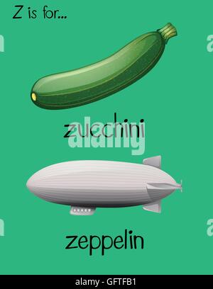 Due parole iniziano con la lettera Z illustrazione Illustrazione Vettoriale