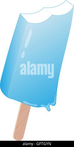 Morso blue ice cream su un bastone Illustrazione Vettoriale